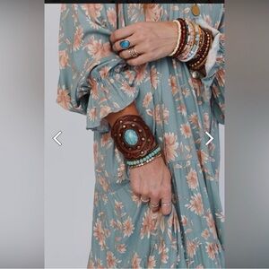 Three Bird Nest Aegean Boho Leather Cuff Bracelet